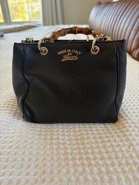 Gucci Black Small Calfskin Shopper bag with Bamboo Handles